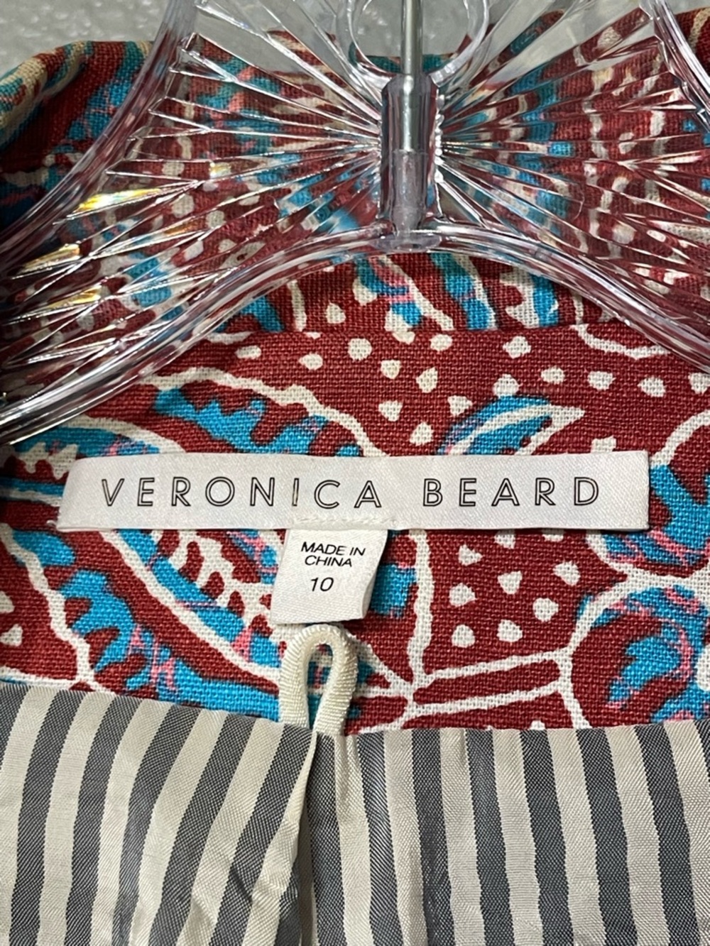 Veronica Beard Empire Dickey Jacket Red & Blue Floral - Size 10 - Picture 2 of 3
